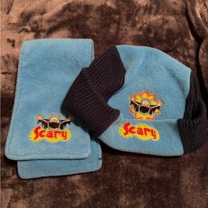 Blue and Black Kids Hat and Scarf Set